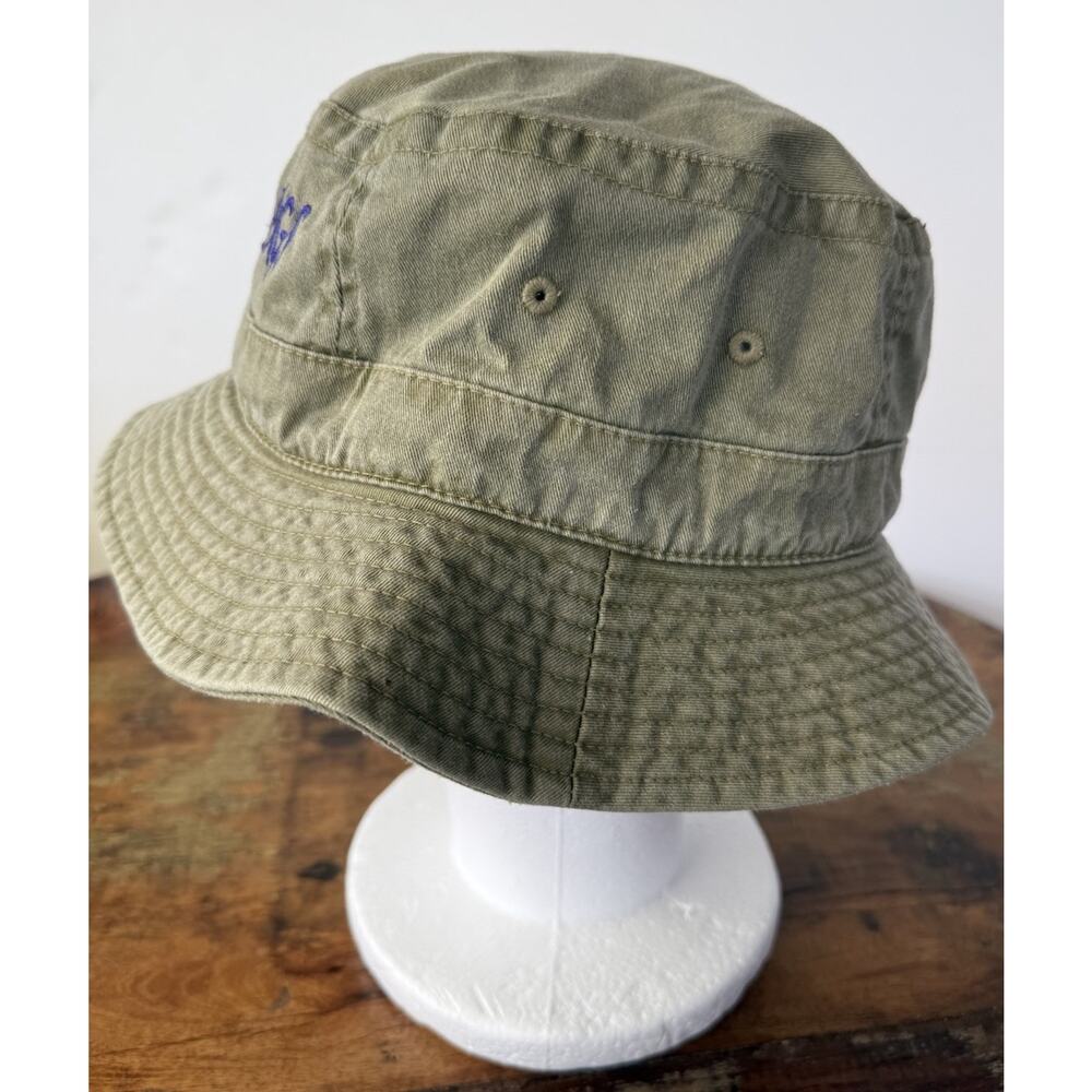 Mustangs Embroidered Bucket Hat Olive Green Distressed Cotton Boho One Size - Picture 4 of 10
